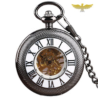 Montre à gousset mécanique moderne noire et blanche