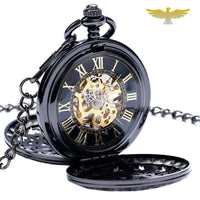 Montre à gousset mécanique noire Double Hunter