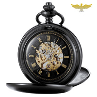 Montre à gousset mécanique noire sport