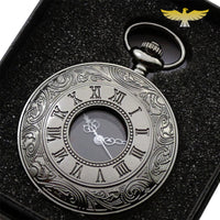 Montre à gousset noire demi chasseur avec boite