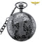 Montre à gousset noire double clapet mécanique Chaine collier (80 cm)