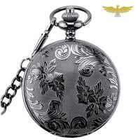 Montre à gousset noire double clapet mécanique