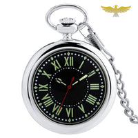 Montre à gousset quartz cadran ouvert argent miroir