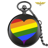 Montre à gousset quartz Cœur Arc-en-ciel