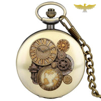 Montre à gousset quartz décor steampunk