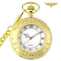 Montre à gousset quartz dorée demi chasseur