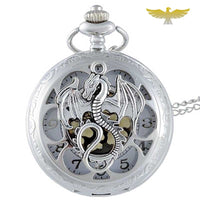 Montre à gousset quartz dragon d'argent