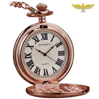 Montre à gousset quartz or rose chasseur