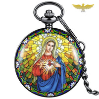 Montre à gousset quartz religieuse Vierge Marie