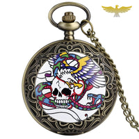 Montre à gousset quartz Skeleton Bikers