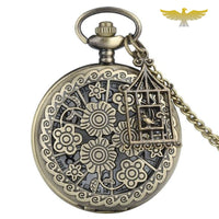 Montre à gousset quartz vintage flowers