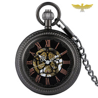 Montre à gousset steampunk mécanique Black Traveller