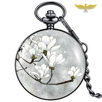 Montre à gousset quartz White Flowers