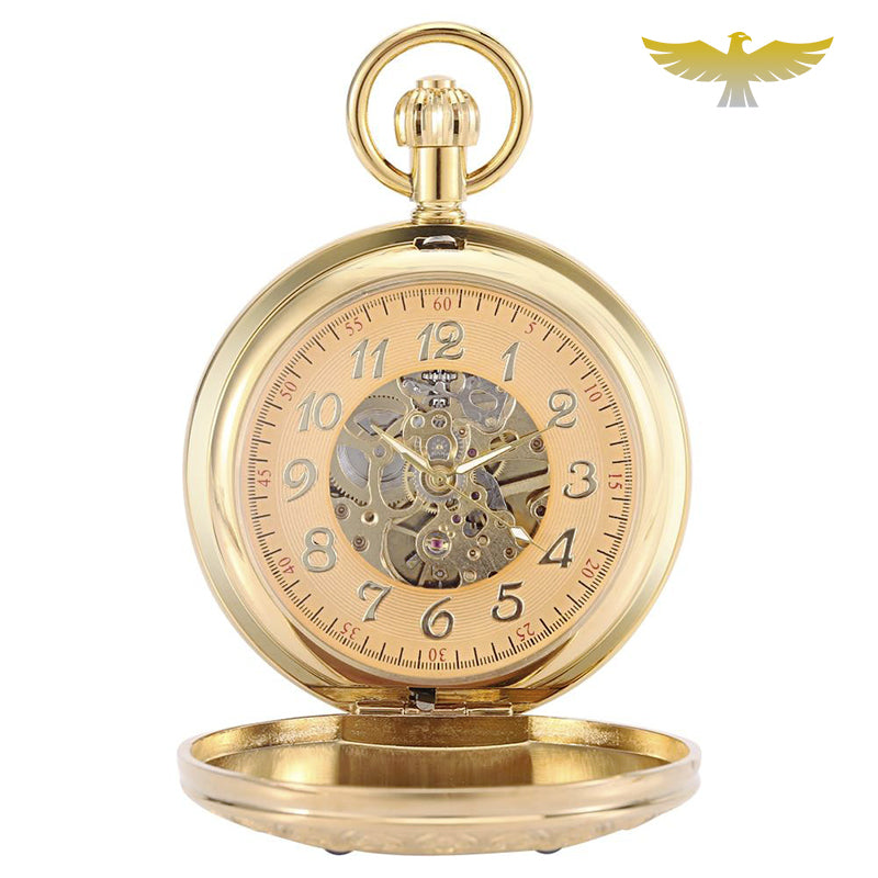 Montre à gousset mécanique double chasseur Golden Bird