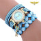 Montre bracelet double à fleur Bleu ciel