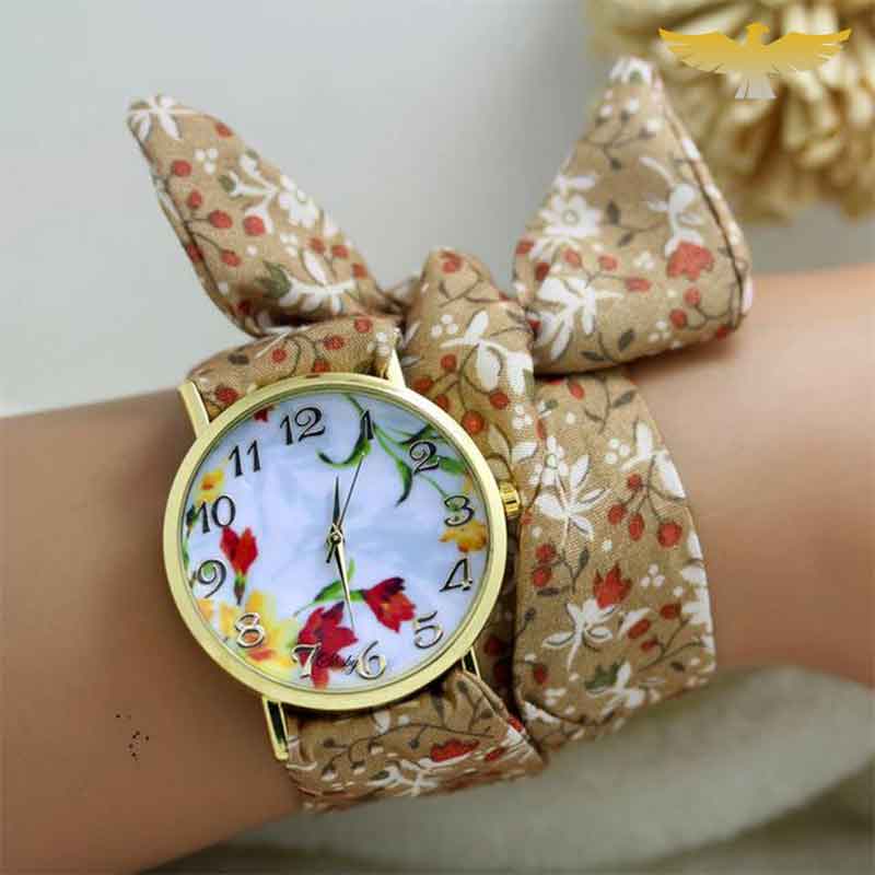 MONTRE BRACELET FOULARD FLEURI COQUELICOTS