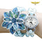 Montre bracelet perles et fleurs Bleu