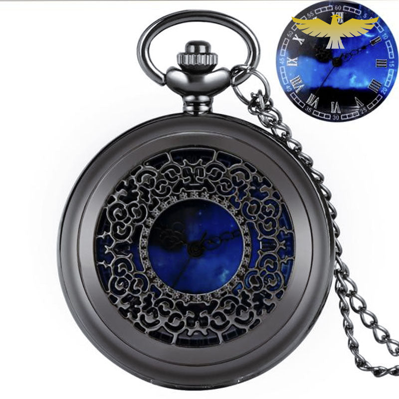 Montre collier argent cœur bleu