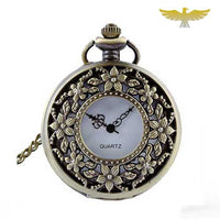Montre collier bronze à fleurs