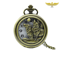 Montre collier Loups à la pleine lune