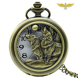 Montre collier Loups à la pleine lune