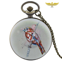 Montre collier plumes et aquarelle