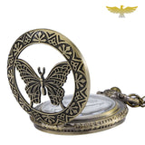 Montre collier quartz papillon de bronze
