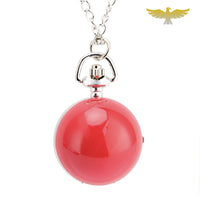 Montre collier ronde rouge et blanche