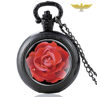 Montre collier rose rouge
