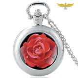 Montre collier rose rouge