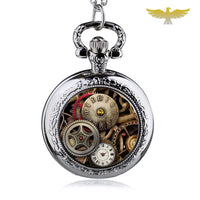 Montre collier steampunk argent