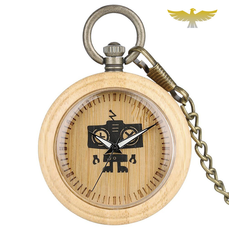 Montre de poche en bois quartz robot