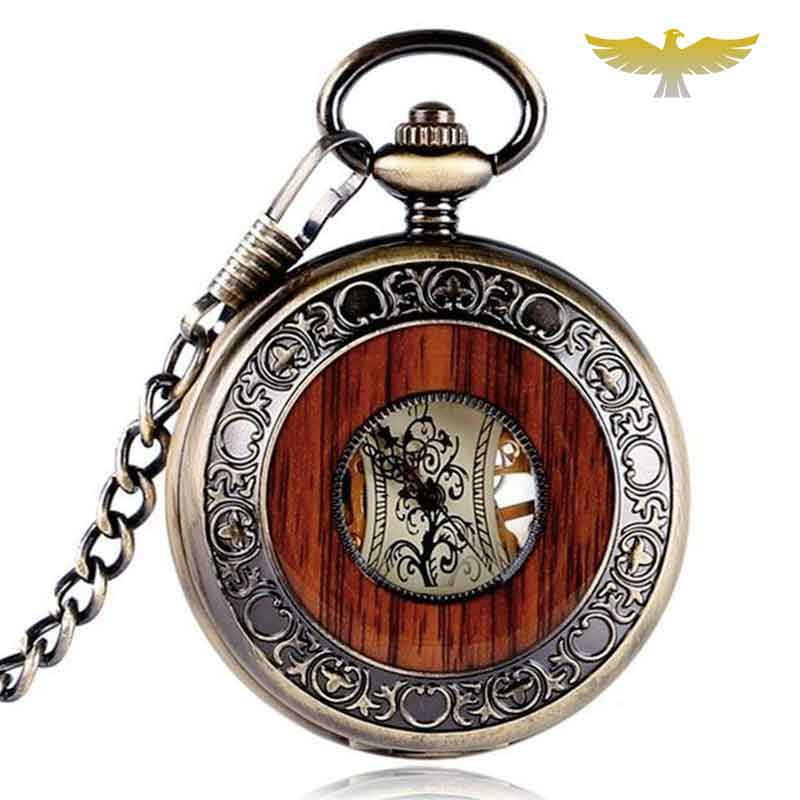 MONTRE DE POCHE GOUSSET EN BOIS ORME