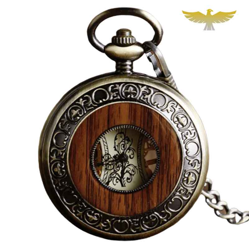 MONTRE DE POCHE GOUSSET EN BOIS ORME