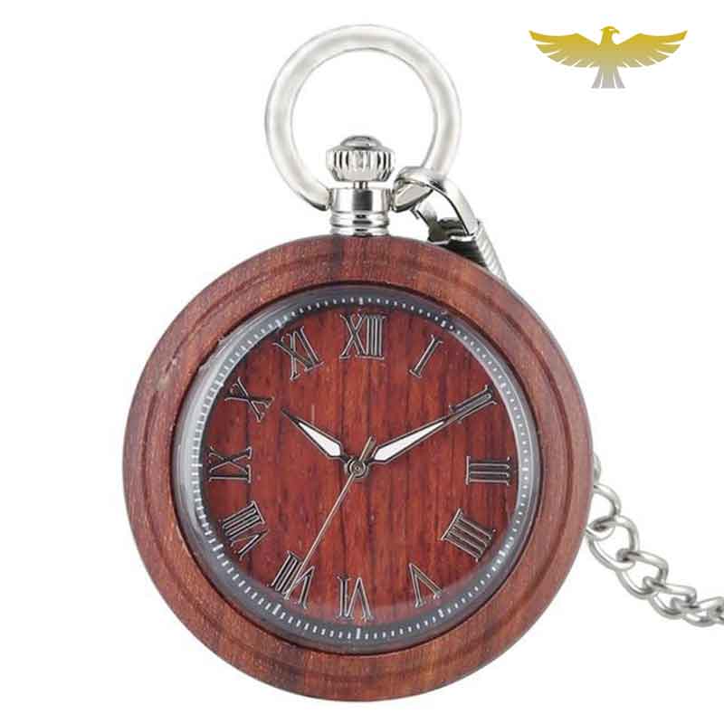 MONTRE DE POCHE GOUSSET EN BOIS TAMARIN ROUGE