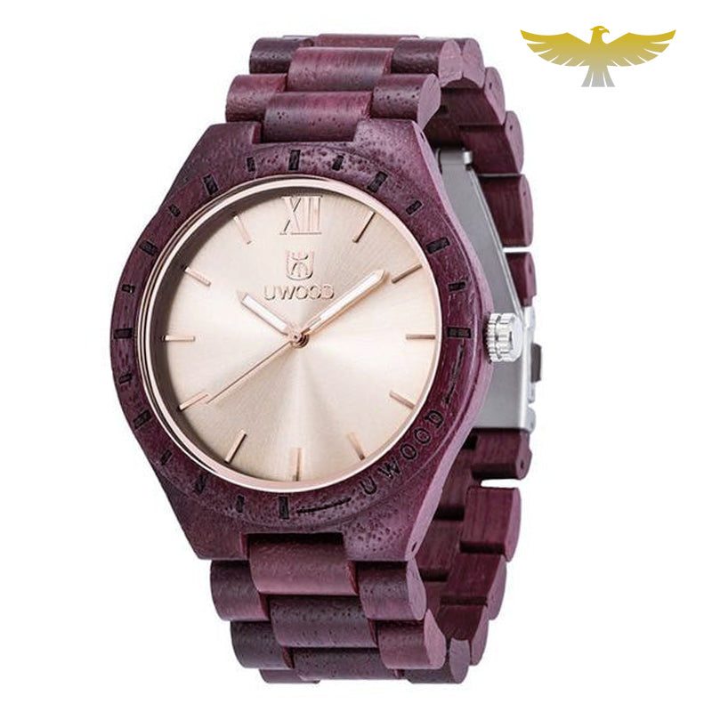 Montre en bois femme à quartz acajou violet