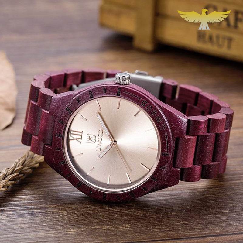 Montre en bois femme à quartz acajou violet