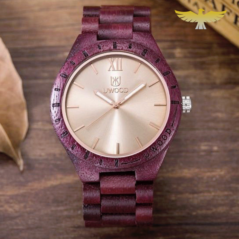 Montre en bois femme à quartz acajou violet