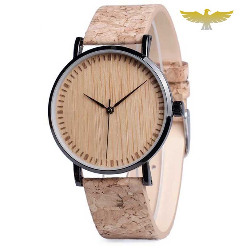 Montre en bois femme à quartz bracelet liege