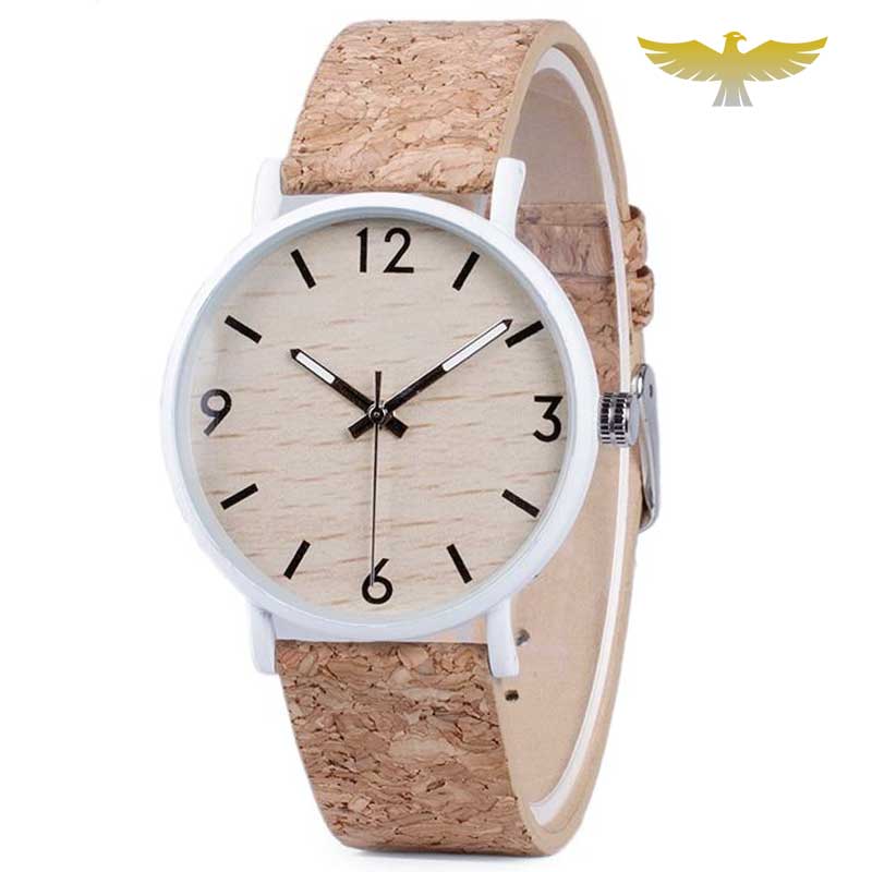 Montre en bois femme à quartz bracelet liege