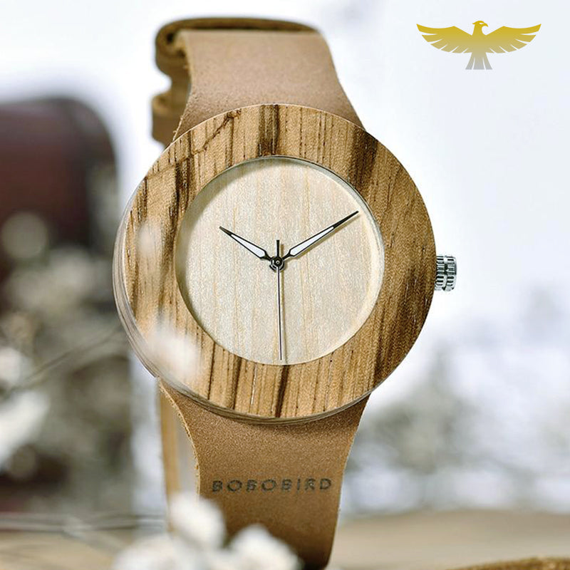 Montre en bois femme à quartz couleur chêne