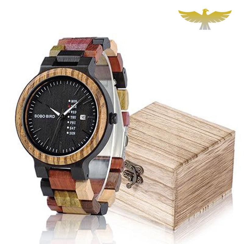 Montre en bois femme à quartz fonction date