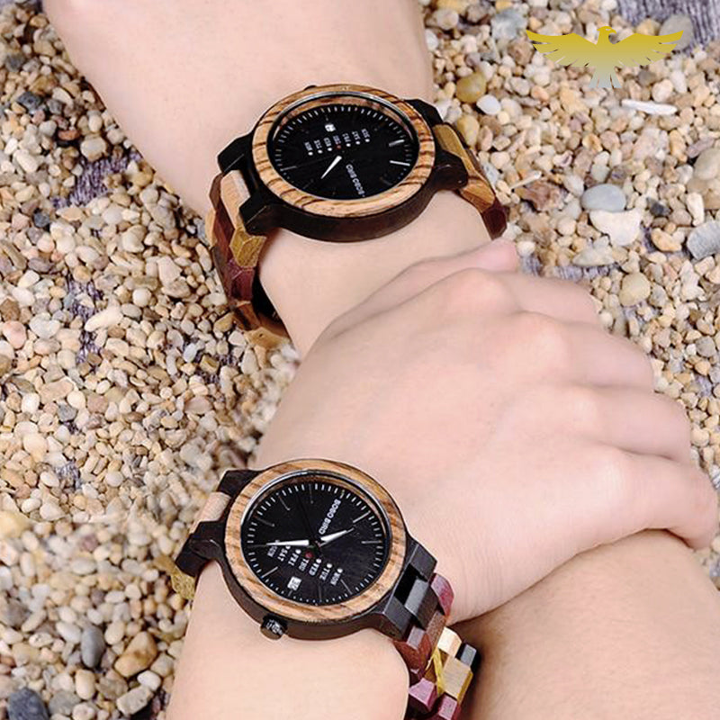 Montre en bois femme à quartz fonction date