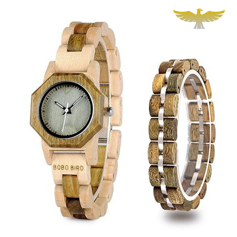 Montre en bois femme avec bracelet assorti