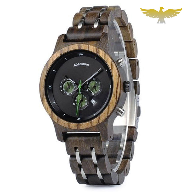 Montre en bois femme date et chronographe