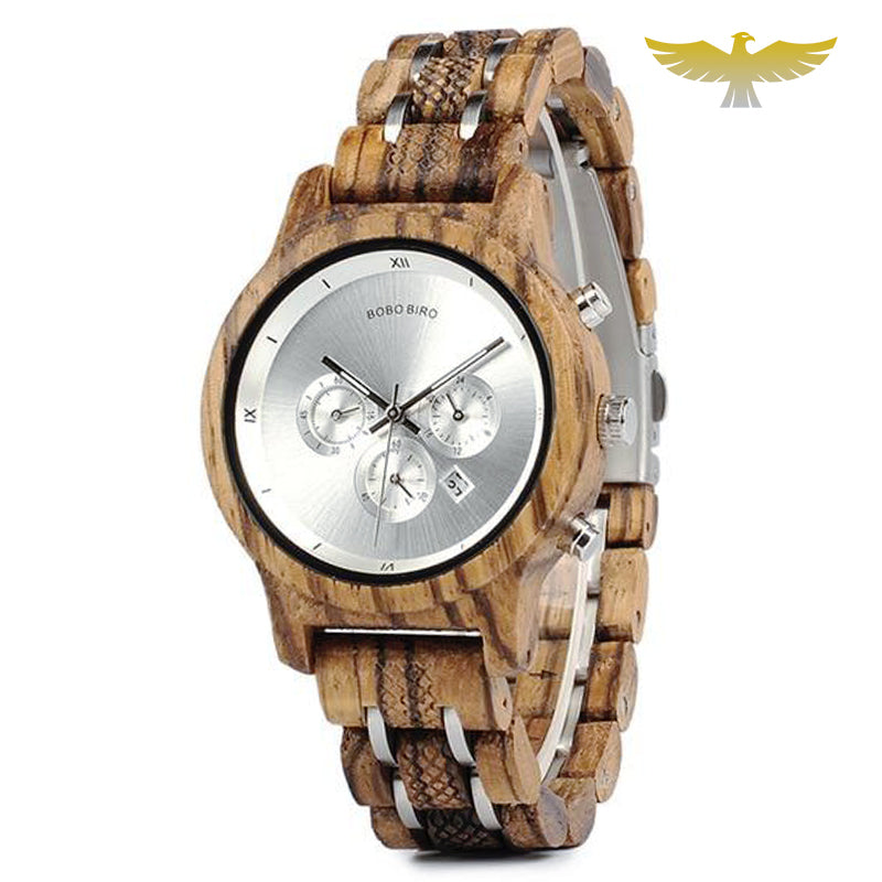 Montre en bois femme date et chronographe