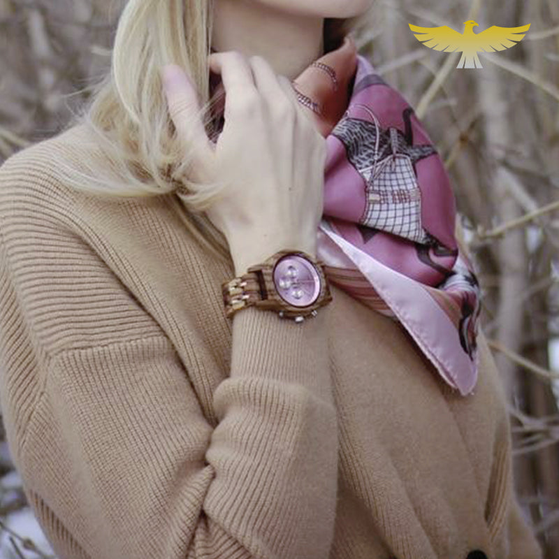 Montre en bois femme date et chronographe