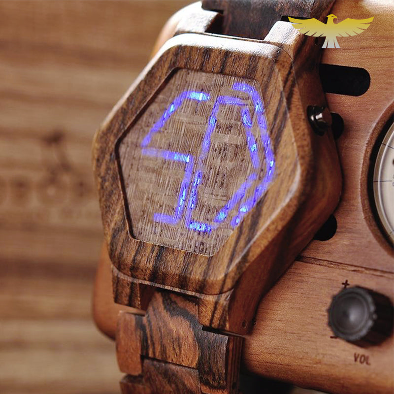 Montre en bois femme moderne à led