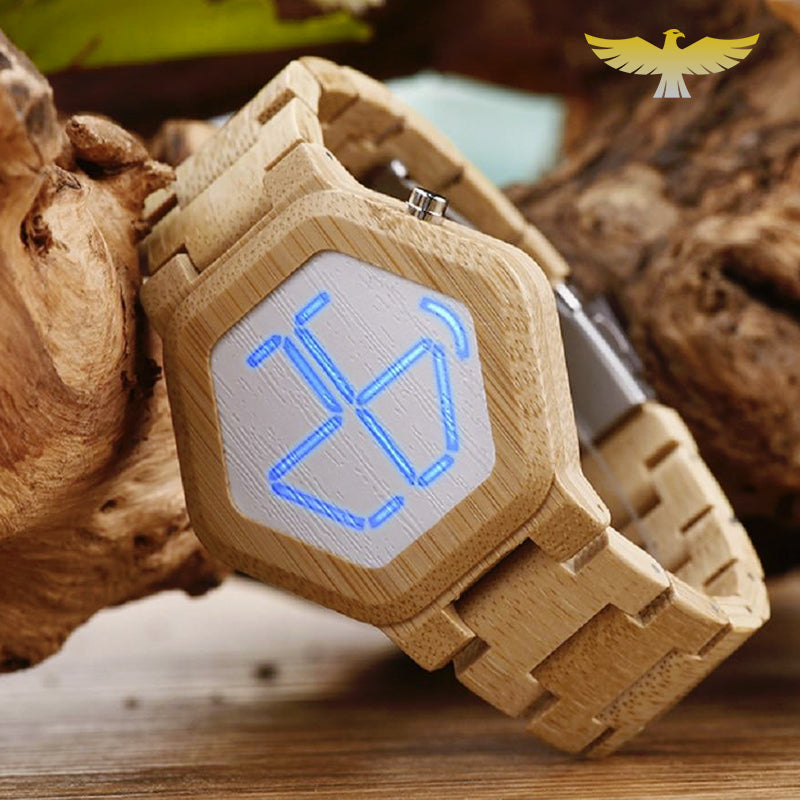 Montre en bois femme moderne à led