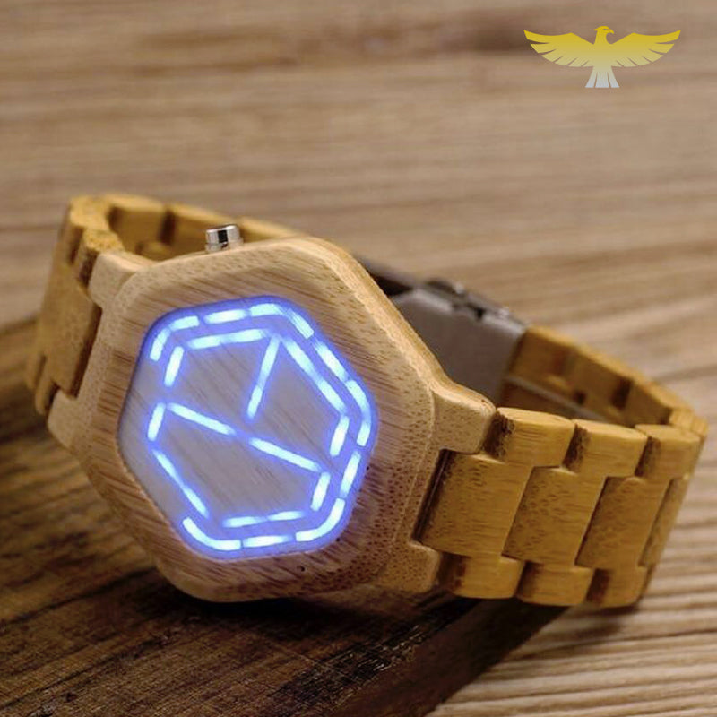 Montre en bois femme moderne à led